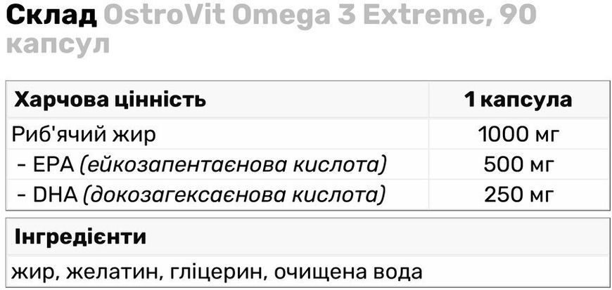 OstroVit Omega 3 Extreme 90 капсул (Островіт Омега 3 Екстрім) 970191 фото