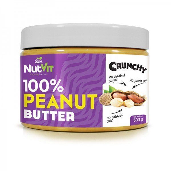 OstroVit NutVit 100% Peanut Butter 500 g Crunchy (Островіт Арахісова Паста Хрустка) 391373 фото