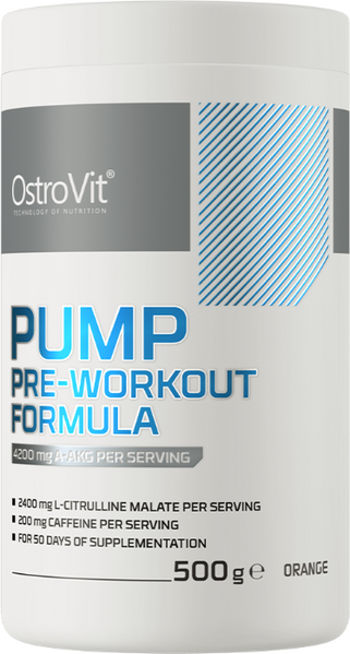 OstroVit PUMP Pre-Workout 500 g Orange (Островіт Памп Перед тренуванням Апельсин) 391981 фото