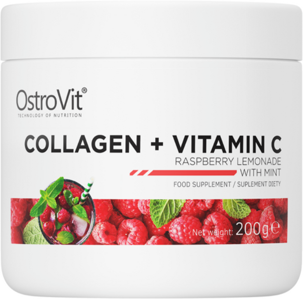 OstroVit Collagen + Vitamin C 200 g Raspberry Lemonade With Mint (ОстроВіт Колаген + Вітамін C Малина-Лимонад-М’ята) 1022035 фото